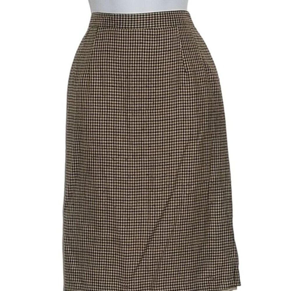Joan Leslie Vintage Pencil Skirt Size 10 Houndstooth Lined Straight Knee Length